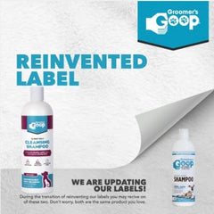 Groomer's GOOP glossy coat cleansing lather closeup shows rich foam for grooming.