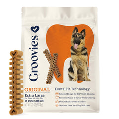 Groovies FlexChew XL dog chew for flexible cleaning during chewing.