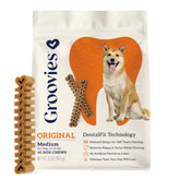 Groovies flexible dental chews wrap around teeth for thorough cleaning.