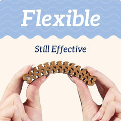 Close-up of Groovies texture, showcasing soft-flexible chew surfaces for gentle dental care.