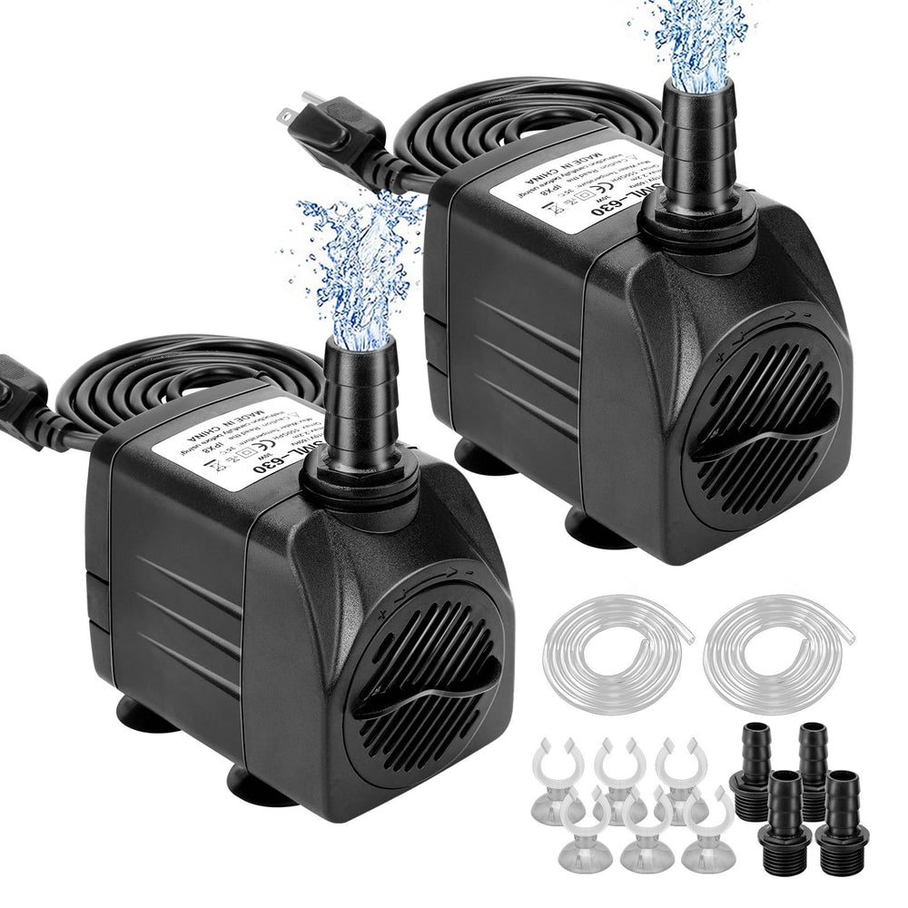 GROWNEER 2-pack submersible pump set shown in aquarium for reliable circulation