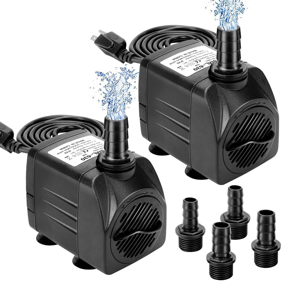 GROWNEER 2-pack 550GPH submersible pump front view for quiet fountain setup