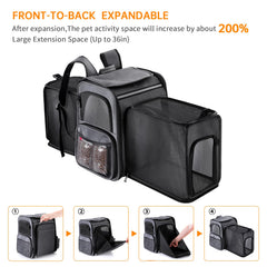 Groxkox cat backpack with reflective safety stripe for low-light travel
