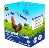Grubs Delight 5lb bag ready for steady backyard chicken feeding.