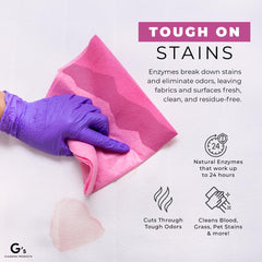 G's Cleaning Carpet stain cleaner is safe for fabrics