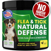 Guardian's Choice flea and tick chews in a dog bottle, easy administration for busy households.