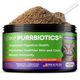 Guardian’s Choice Purrbiotics bottle label highlights 5B CFU for digestion.
