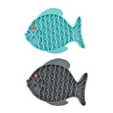 Guardians slow feeder fish-shaped mat in blue-grey promotes calm eating