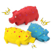 Guiwawa 3-pack squeaky pig toys for dogs with durable rubber bodies and bright colors.