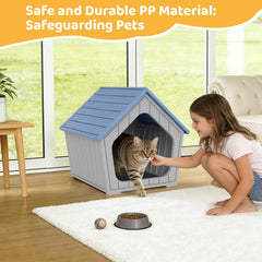 GULAIMOAO Outdoor Cat House ventilation openings illustrating airflow on mild days.