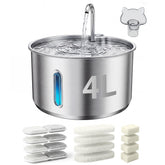 GULUNOOK stainless steel cat fountain front view showing three flow options for hydration