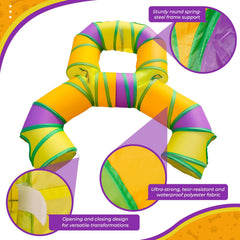 GUSTYLE cat tunnel with hanging pom-poms to spark hunting instincts.