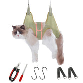 Guzekier cat grooming hammock harness setup for calm at-home grooming.
