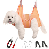 Guzekier grooming hammock harness setup showing at-home nail trimming and grooming convenience.