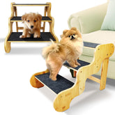 GXONE dog stairs close-up of bamboo treads showing sturdy grip for small pets