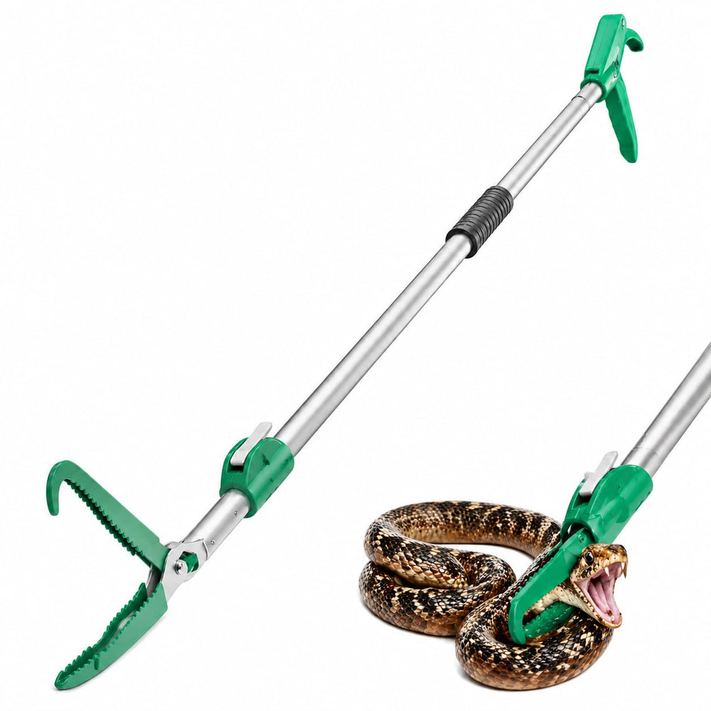 GYORGKSHI 78-inch extendable snake grabber for safe reach during reptile handling.