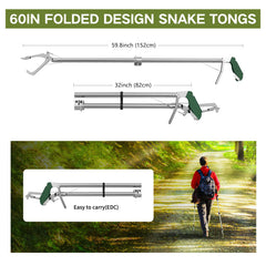 GYORGKSHI snake tongs wide jaw for secure, gentle capture.