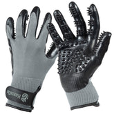 H HANDSON gloves close-up bristles for gentle grooming and hair removal.