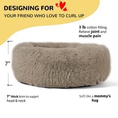 HACHIKITTY round donut bed exterior showcases soft padding for comfort.