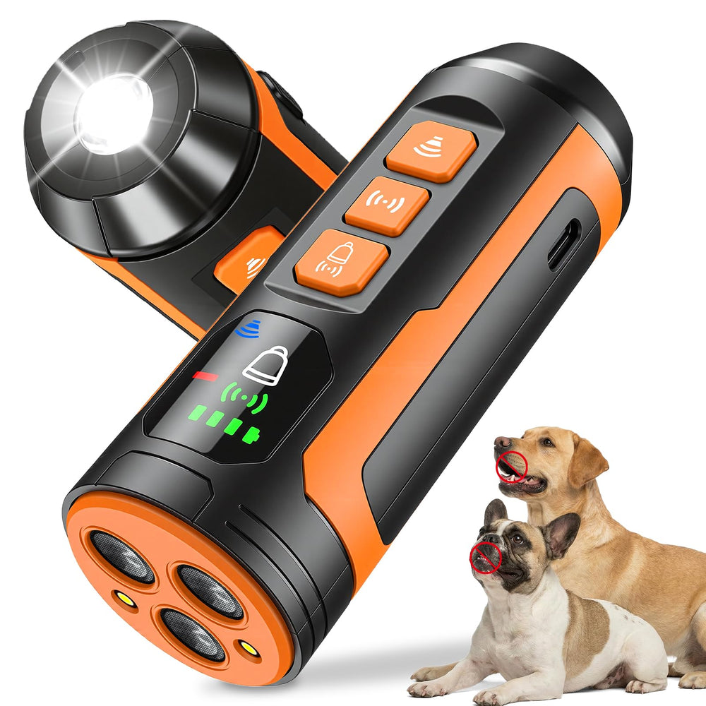 Haijunnm bark deterrent device front view, humane training cues.