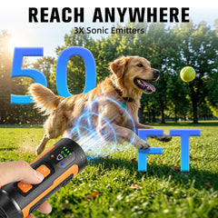 Haijunnm bark deterrent device triple ultrasonic emitters provide extended training range.