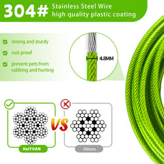 HaiYUAN dog tie out cable 20ft with clip for comfortable yard freedom.