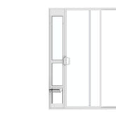 Hakuna Pets white glass patio door front view for medium dogs with clear outdoor visibility