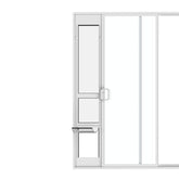 Hakuna Pets white glass patio pet door with locked frame for secure access.