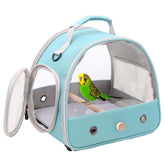 Halinfer Small Bird Travel Cage with clear windows for scenic travel views.