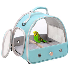 Halinfer Small Bird Travel Cage with clear windows for scenic travel views.