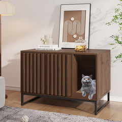 Halitaa cat litter box enclosure assembly in living room