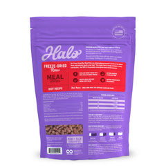Halo dog bowl with crunchy bites ready to serve for daily adventures.