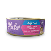 Halo Spots Stew turkey cat food can front with real turkey as first ingredient
