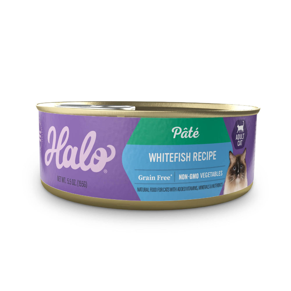 Halo Whitefish Recipe first-ingredient whitefish in pate supports high-quality protein.