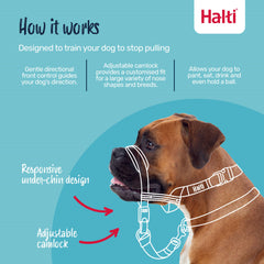 Halti OptiFit adjustable-noseband fit for secure comfort.