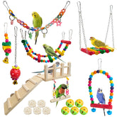 Hamiledyi 17Pcs parrot swing toys set with perches and ladder for climbing enrichment
