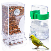 Hamiledyi No Mess Bird Feeder mounted outside cage for clean feeding.
