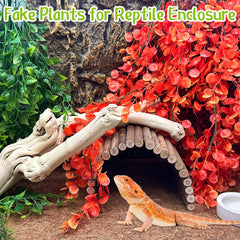 Hamiledyi reptile green leaf decorative vine enhances natural look and hiding spots.