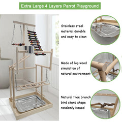 Hamiledyi stable wooden play stand with smooth surface protects bird feet during exploration.
