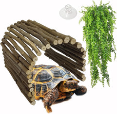 Hamiledyi tortoise hideout wooden ladder bridge offers secure shelter and climbing.