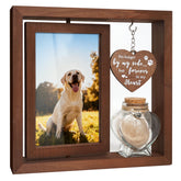 HAMUIERS rotating frame for dual-photo memorial on shelf.