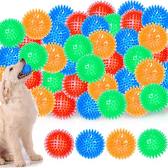 Hanaive 2.5-inch red squeaky ball with spikes for engaging fetch and dental massage