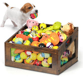 handrong dog toy basket front view highlights easy-access design for dogs.