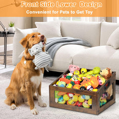 handrong dog toy bin with rustic metal mesh fits living rooms stylishly.