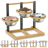 Handrong elevated dog bowl assembly for ergonomic feeding and stability