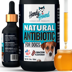 Handy Hound bacon-flavor dog supplement bottle for easy daily dosing.