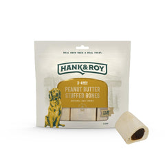 Hank & Roy peanut butter dog bones pack close-up showing fresh packaging and ease of storage