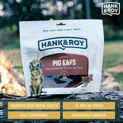 Hank and Roy pig ears for large dogs deliver long-lasting chew.