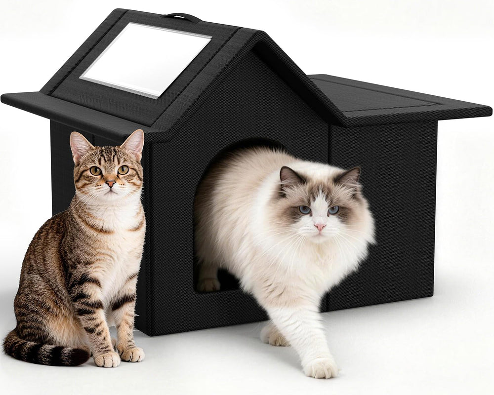 Haoqeke outdoor cat house with sturdy structure for year-round shelter.
