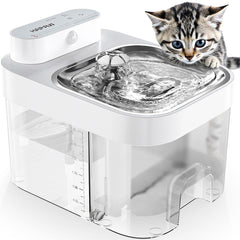 HAPAW cat water fountain front view shows compact indoor design for small spaces